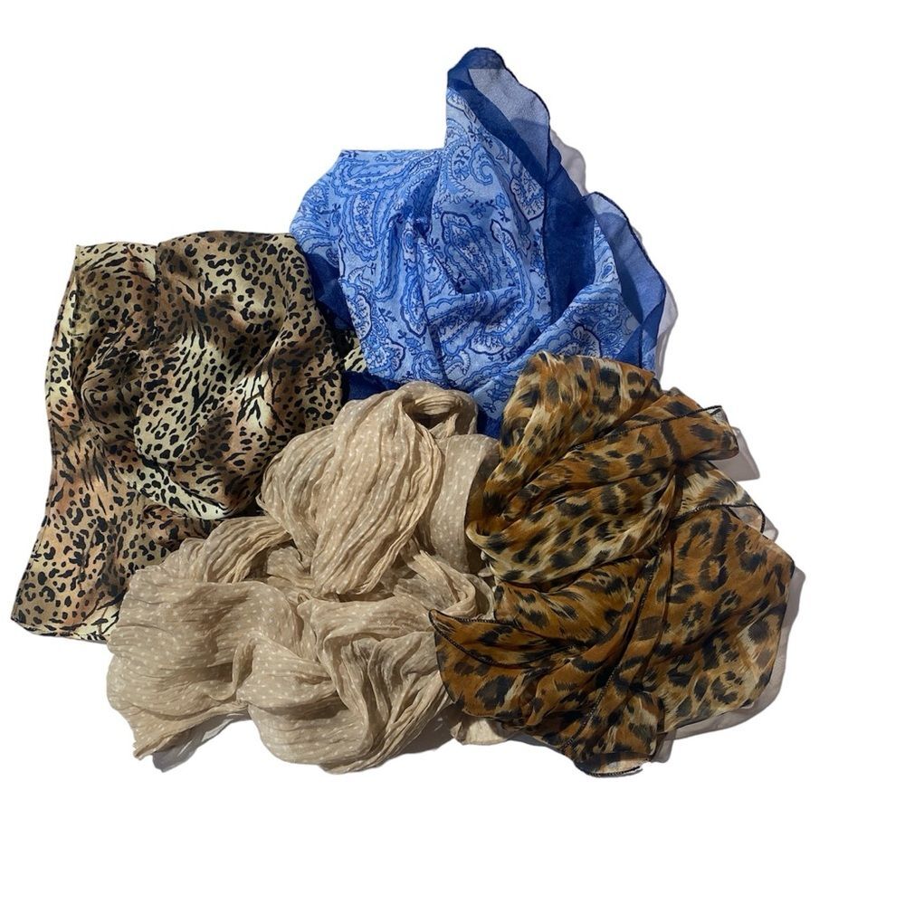 Bundle Of 4 Scarves - Multiple Colors & Sizes. Great For Hair!